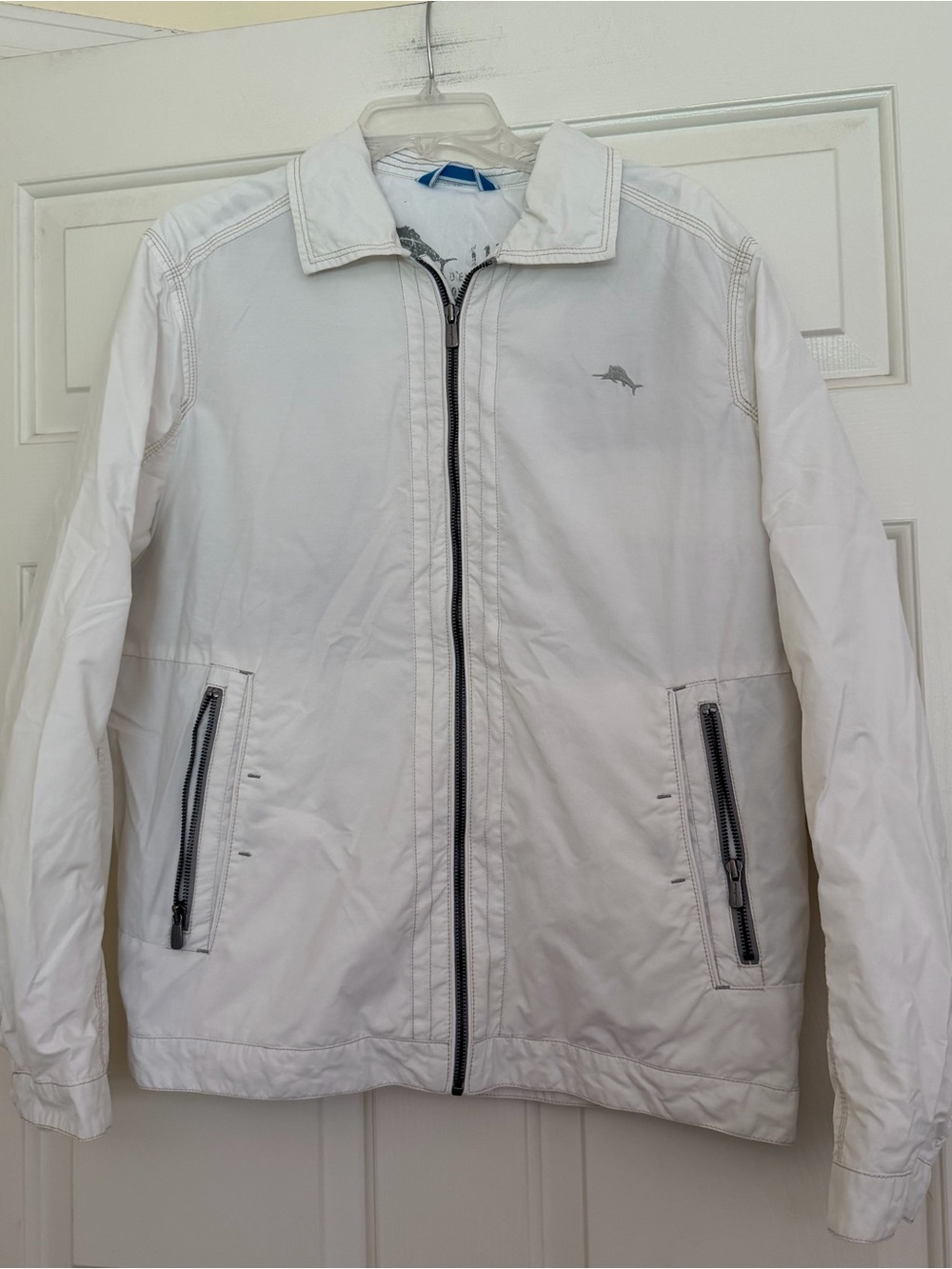 Tommy Bahama White Cruise Preppy Lightweight Full Zip Men’s Jacket Size Medium M
